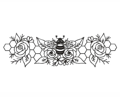Floral Bee Embroidery Design, Honeycomb Embroidery File, 5 sizes Embroidery/Applique DESIGNS Nino Nadaraia 