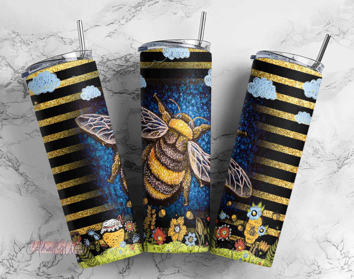 Sunflower Starbucks 20oz Skinny tumbler, Sunflower and bee