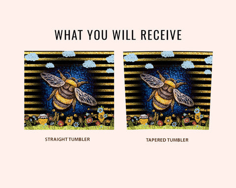 Floral Bee Stained Glass, Skinny Tumblers, 20 oz Tumbler Design, Bright Balloons and sky, Instant Download, Mockup Included Sublimation CaldwellArt 