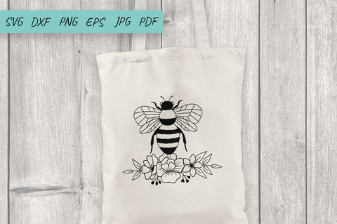 Floral Bee SVG Cut File, Bee with flowers, Honey Bee SVG Irina Ostapenko 