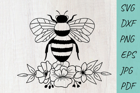 Floral Bee SVG Cut File, Bee with flowers, Honey Bee SVG Irina Ostapenko 