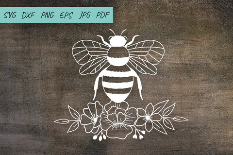 Floral Bee SVG Cut File, Bee with flowers, Honey Bee SVG Irina Ostapenko 