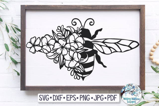 Floral Bee SVG SVG Wispy Willow Designs 