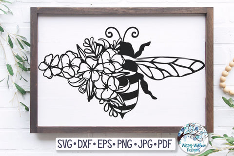 Floral Bee SVG SVG Wispy Willow Designs 