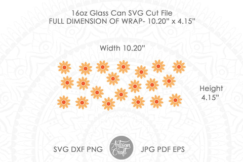 Floral beer can glass showing daisy flower SVG SVG Artisan Craft SVG 