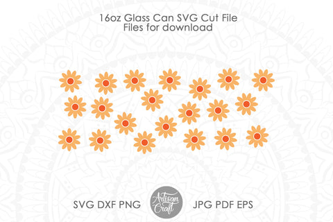 Floral beer can glass showing daisy flower SVG SVG Artisan Craft SVG 