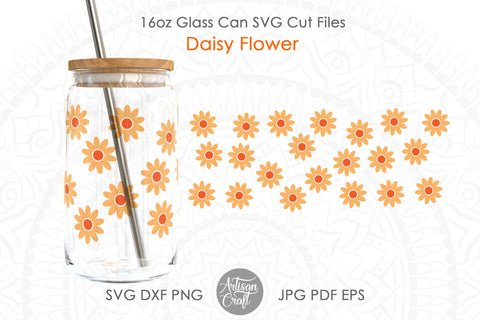 Floral beer can glass showing daisy flower SVG SVG Artisan Craft SVG 