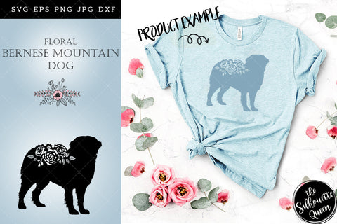 Floral Bernese Mountain Dog svg file for cricut, for silhouette, cut eps, cutting png, cuttable dxf, Instant Download design SVG Loveleen Kaur 