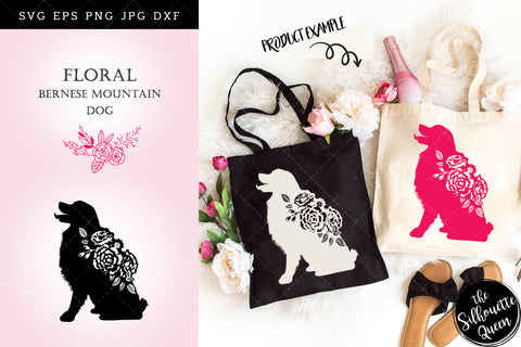 Floral Bernese Mountain Dog svg file for cricut, for silhouette, cut eps, cutting png, cuttable dxf, Instant Download design SVG Loveleen Kaur 
