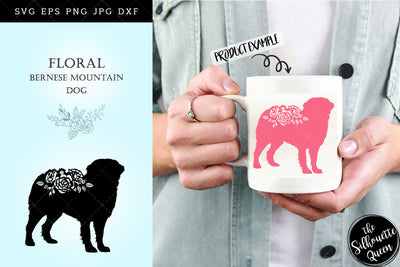 Floral Bernese Mountain Dog svg file for cricut, for silhouette, cut eps, cutting png, cuttable dxf, Instant Download design SVG Loveleen Kaur 