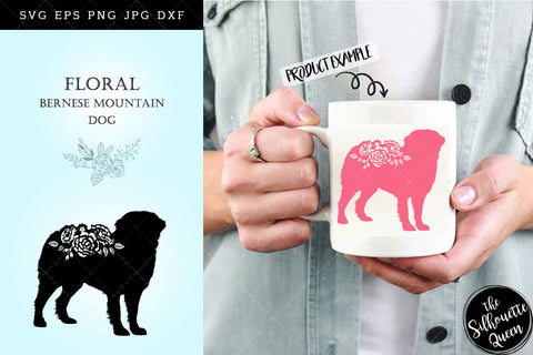 Floral Bernese Mountain Dog svg file for cricut, for silhouette, cut eps, cutting png, cuttable dxf, Instant Download design SVG Loveleen Kaur 