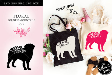 Floral Bernese Mountain Dog svg file for cricut, for silhouette, cut eps, cutting png, cuttable dxf, Instant Download design SVG Loveleen Kaur 