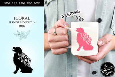 Floral Bernese Mountain Dog svg file for cricut, for silhouette, cut eps, cutting png, cuttable dxf, Instant Download design SVG Loveleen Kaur 