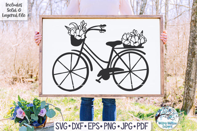 Floral Bicycle SVG SVG Wispy Willow Designs 