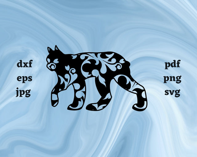 Floral Bobcat SVG Cut File SVG Northern Light SVG 