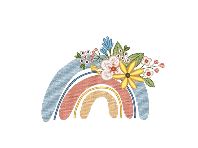 Floral Boho Rainbow Embroidery Design, 3 Sizes Embroidery/Applique DESIGNS Nino Nadaraia 