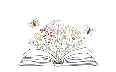 Floral Book Embroidery Design, 4 sizes, Instant Download Embroidery/Applique DESIGNS Nino Nadaraia 