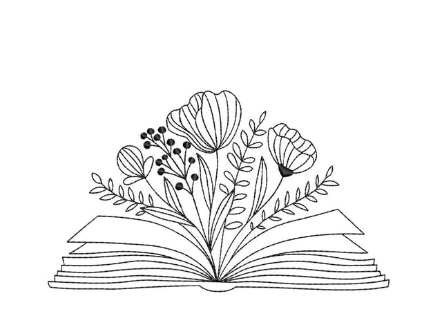 Floral Book Embroidery Design, 4 sizes, Instant Download Embroidery/Applique DESIGNS Nino Nadaraia 