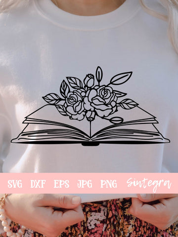 Floral Book Reading SVG Cut File Free For Commercial Use SVG Sintegra 
