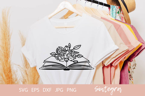 Floral Book Reading SVG Cut File Free For Commercial Use SVG Sintegra 