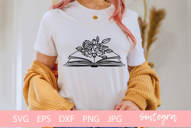 Floral Book Reading SVG Cut File Free For Commercial Use SVG Sintegra 