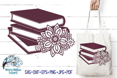 Floral Book Stack SVG SVG Wispy Willow Designs 