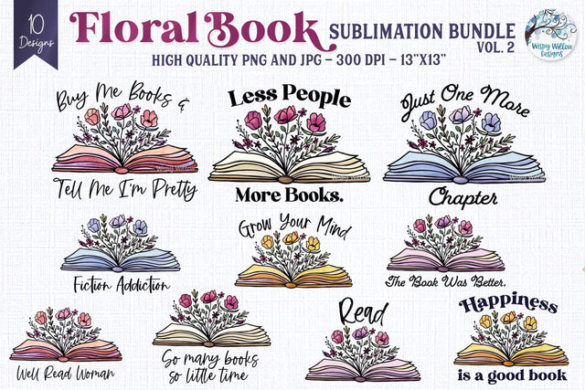 Floral Book Sublimation Bundle Vol 2 Sublimation Wispy Willow Designs 