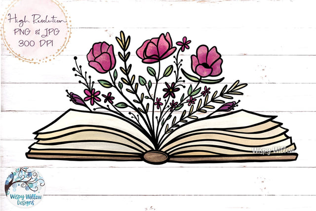 Floral Book Sublimation PNG Sublimation Wispy Willow Designs 