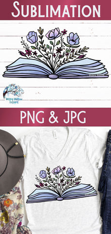 Floral Book Sublimation PNG Sublimation Wispy Willow Designs 