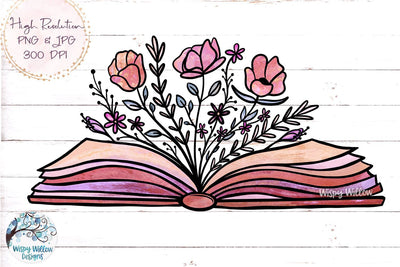 Floral Book Sublimation PNG Sublimation Wispy Willow Designs 