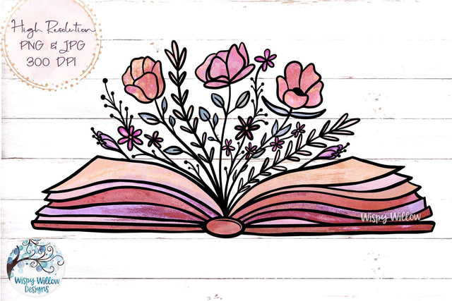 Floral Book Sublimation PNG Sublimation Wispy Willow Designs 