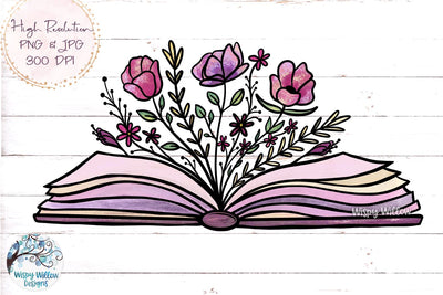 Floral Book Sublimation PNG Sublimation Wispy Willow Designs 