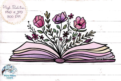 Floral Book Sublimation PNG Sublimation Wispy Willow Designs 