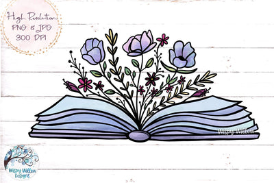 Floral Book Sublimation PNG Sublimation Wispy Willow Designs 