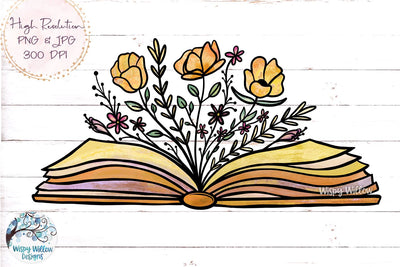 Floral Book Sublimation PNG Sublimation Wispy Willow Designs 