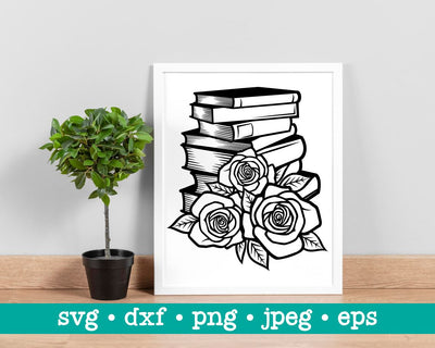 Floral book svg, Floral book svg file, Flower teacher svg, Flower book svg, Book lover svg, Rose flower book svg, Flowers with book svg SVG MAKStudion 