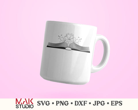 Floral book svg, Flower book svg, Book with flowers svg, Book svg, Reading svg, Read svg, Flowers svg, Flowers growing book svg, Flowers svg SVG MAKStudion 