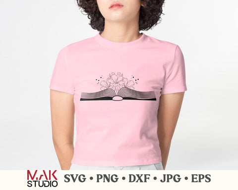 Floral book svg, Flower book svg, Book with flowers svg, Book svg, Reading svg, Read svg, Flowers svg, Flowers growing book svg, Flowers svg SVG MAKStudion 