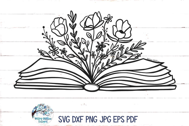 Floral Book SVG SVG Wispy Willow Designs 