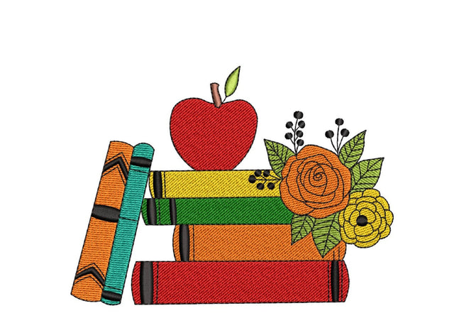 Floral Books Embroidery Design, 3 sizes, Instant Download Embroidery/Applique DESIGNS Nino Nadaraia 