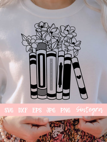 Floral Books Reading SVG Cut File Free For Commercial Use SVG Sintegra 