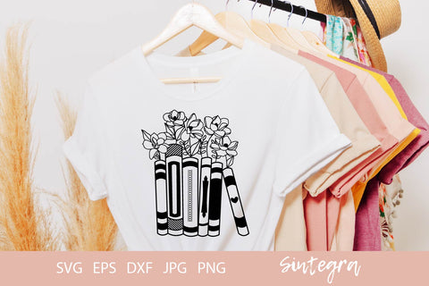 Floral Books Reading SVG Cut File Free For Commercial Use SVG Sintegra 