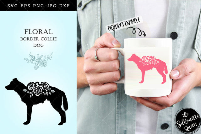 Floral Border Collie Dog svg file for cricut, for silhouette, cut eps, cutting png, cuttable dxf, Instant Download design SVG Loveleen Kaur 