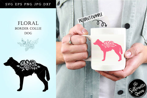 Floral Border Collie Dog svg file for cricut, for silhouette, cut eps, cutting png, cuttable dxf, Instant Download design SVG Loveleen Kaur 