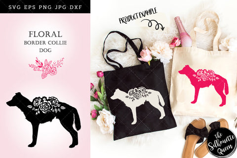 Floral Border Collie Dog svg file for cricut, for silhouette, cut eps, cutting png, cuttable dxf, Instant Download design SVG Loveleen Kaur 