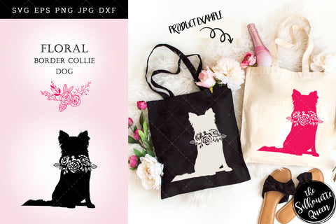 Floral Border Collie Dog svg file for cricut, for silhouette, cut eps, cutting png, cuttable dxf, Instant Download design SVG Loveleen Kaur 