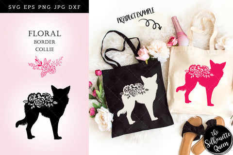 Floral Border Collie Dog svg file for cricut, for silhouette, cut eps, cutting png, cuttable dxf, Instant Download design SVG Loveleen Kaur 