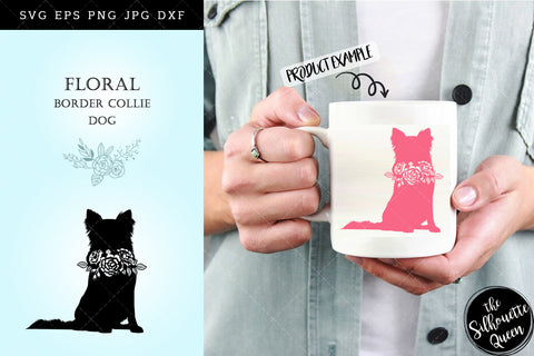 Floral Border Collie Dog svg file for cricut, for silhouette, cut eps, cutting png, cuttable dxf, Instant Download design SVG Loveleen Kaur 