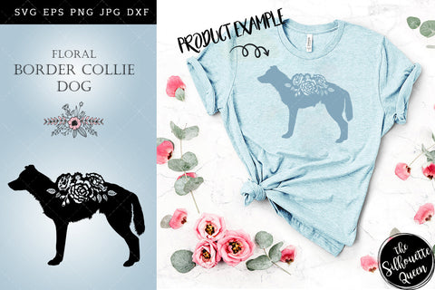 Floral Border Collie Dog svg file for cricut, for silhouette, cut eps, cutting png, cuttable dxf, Instant Download design SVG Loveleen Kaur 