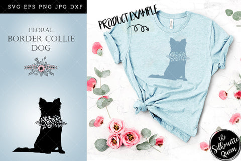 Floral Border Collie Dog svg file for cricut, for silhouette, cut eps, cutting png, cuttable dxf, Instant Download design SVG Loveleen Kaur 